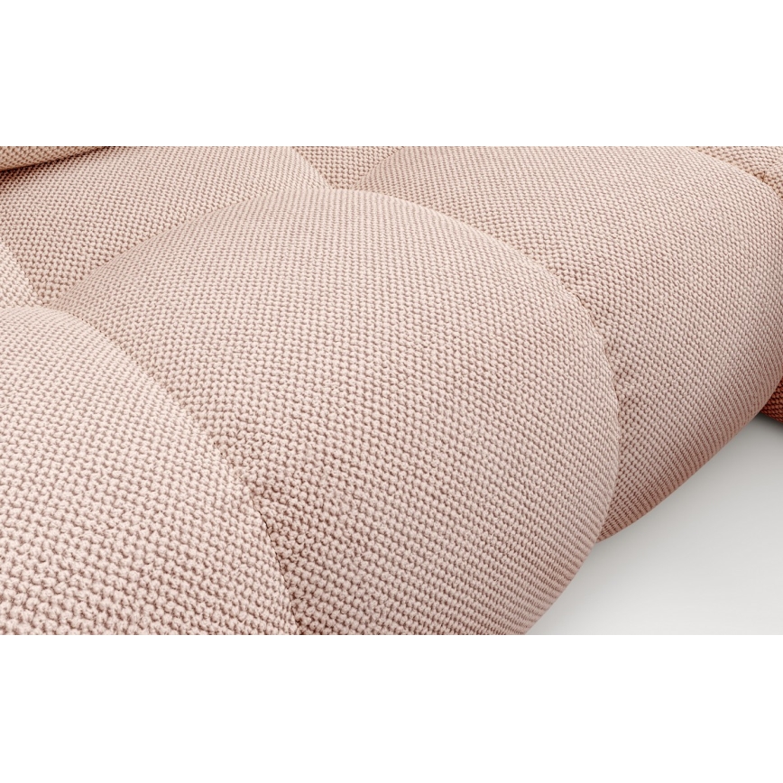 Polsterēts izvelkams L veida stūra dīvāns ALMADA ar uzglabāšanas nodalījumu, labais, rozā