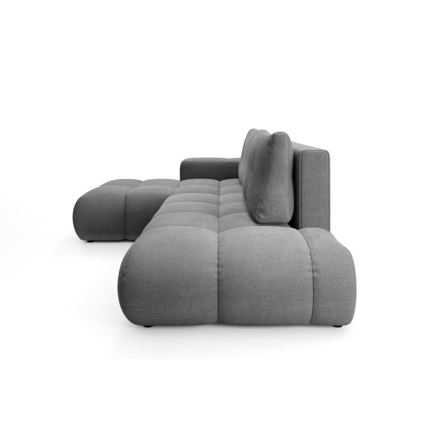 ALMADA L formas izvelkams stūra dīvāns ar uzglabāšanas nodalījumu — kreisais, pelēks