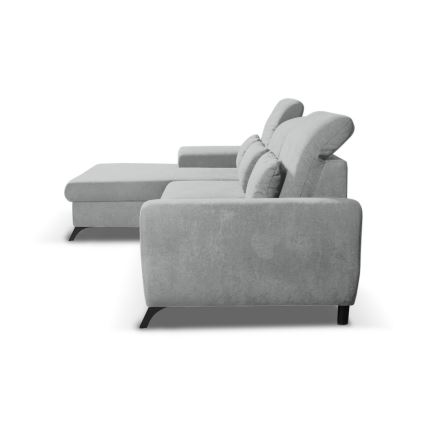 Izvelkams stūra dīvāns ALTA, L formā, ar uzglabāšanas nodalījumu — kreisais, pelēks