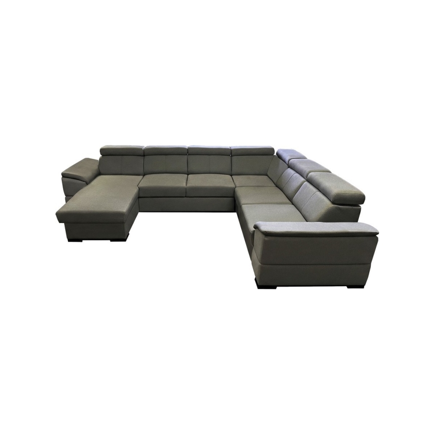 Izvelkams stūra dīvāns ar universālu U-veida stūri un uzglabāšanas nodalījumu GRANADA tumši pelēks