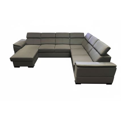 Izvelkams stūra dīvāns ar universālu U-veida stūri un uzglabāšanas nodalījumu GRANADA tumši pelēks