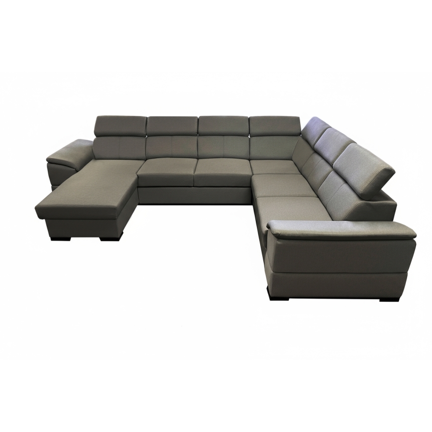 Izvelkams stūra dīvāns ar universālu U-veida stūri un uzglabāšanas nodalījumu GRANADA tumši pelēks