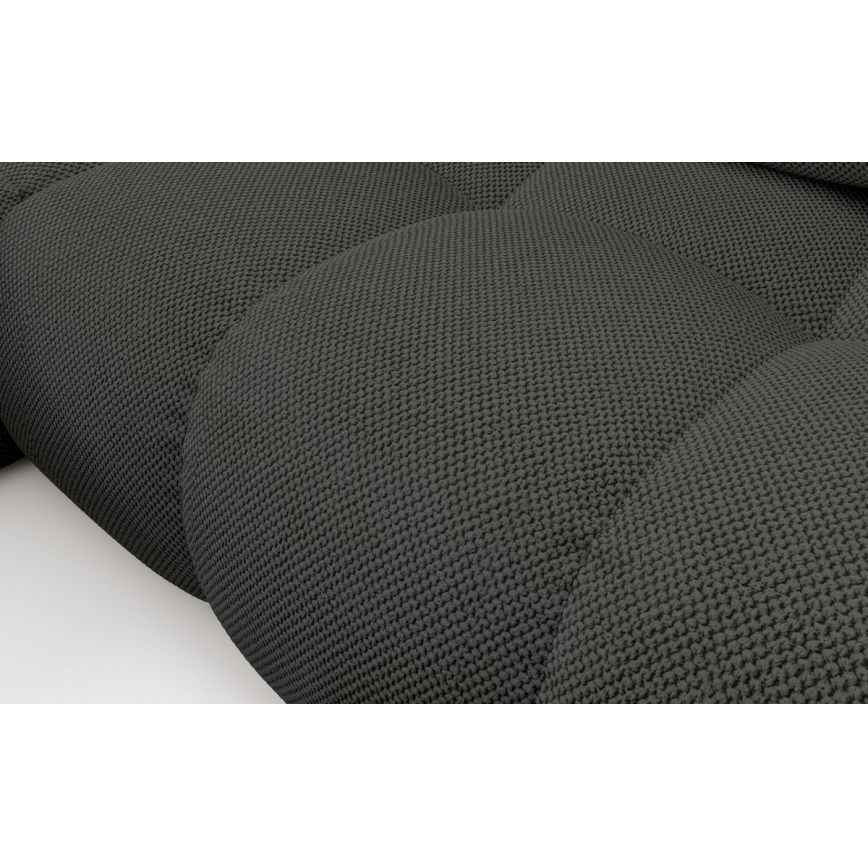 Izvelkams L-veida stūra dīvāns ALMADA, tapicerēts, ar uzglabāšanas nodalījumu — kreisais, antracīts