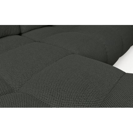 Izvelkams L-veida stūra dīvāns ALMADA, tapicerēts, ar uzglabāšanas nodalījumu — kreisais, antracīts