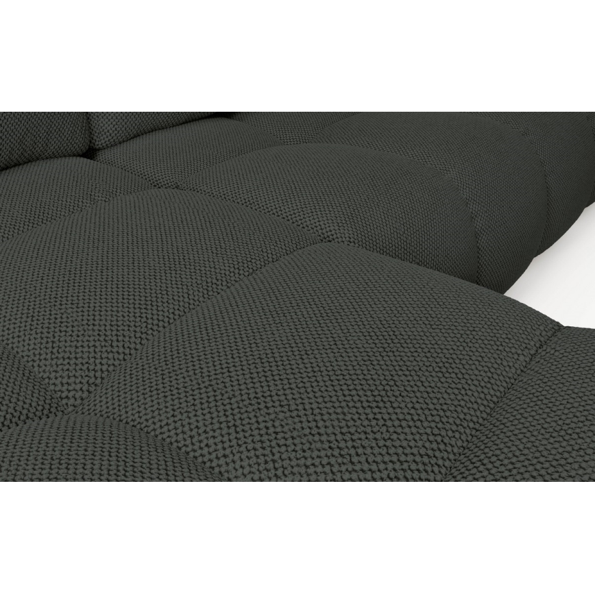 Izvelkams L-veida stūra dīvāns ALMADA, tapicerēts, ar uzglabāšanas nodalījumu — kreisais, antracīts