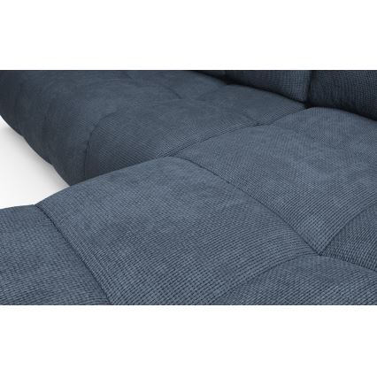 Izvelkams polsterēts stūra dīvāns ALMADA ar uzglabāšanas nodalījumu, L forma, labais, zils