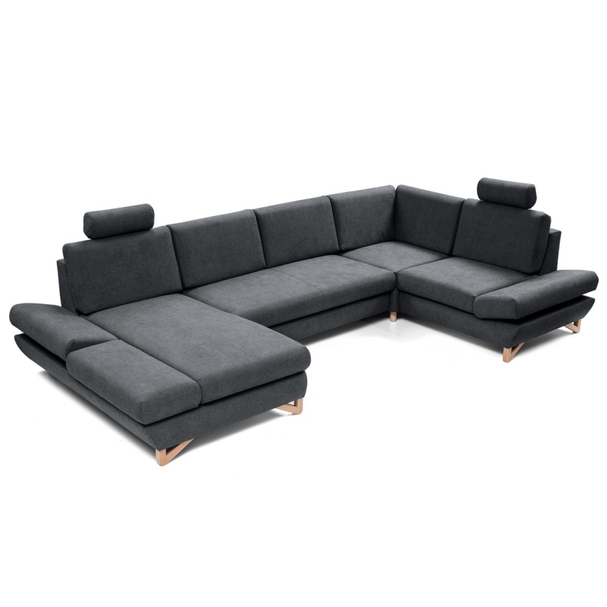 Izvelkams U formas polsterēts stūra dīvāns AVESTA ar uzglabāšanas nodalījumu — antracīts