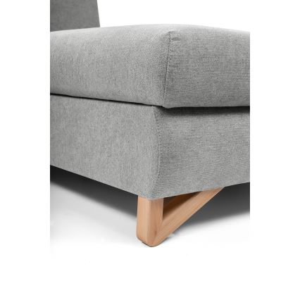 L-formas izvelkams polsterēts stūra dīvāns AVESTA ar uzglabāšanas nodalījumu, labais, pelēks