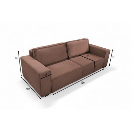 Izvelkams trīsvietīgs dīvāns ar uzglabāšanas nodalījumu RONDA, sarkans