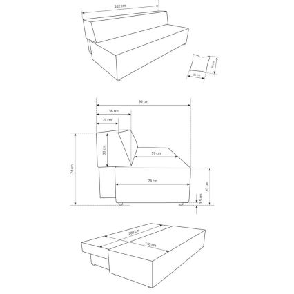 Izvelkams trīsvietīgs dīvāns ar uzglabāšanas nodalījumu TERAMO bēšs