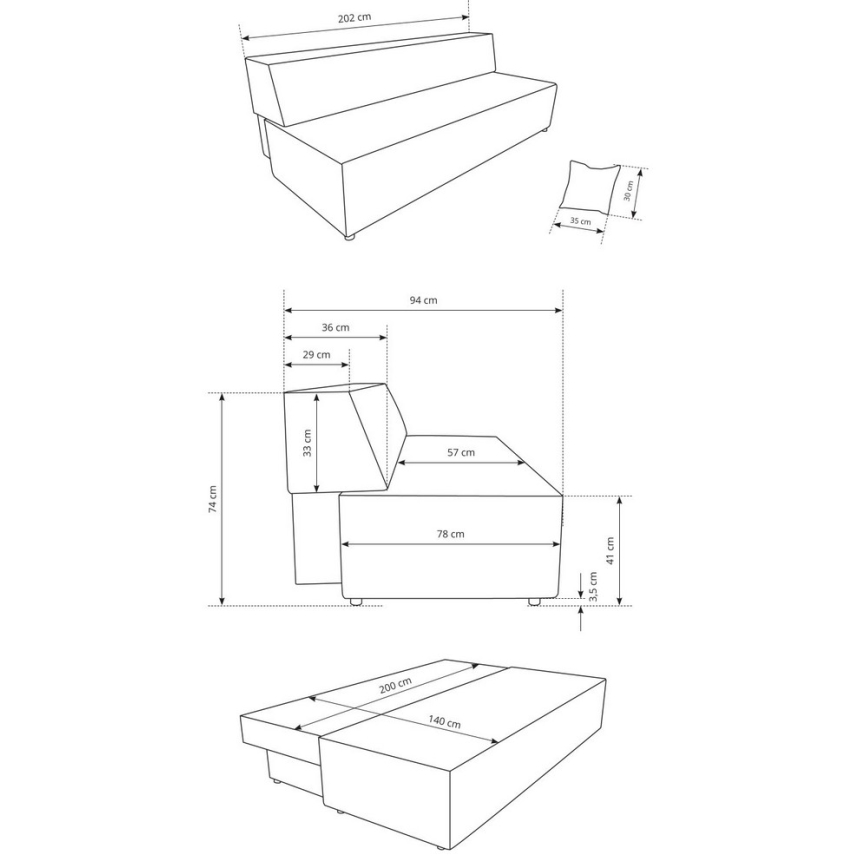 Izvelkams trīsvietīgs dīvāns ar uzglabāšanas nodalījumu TERAMO bēšs