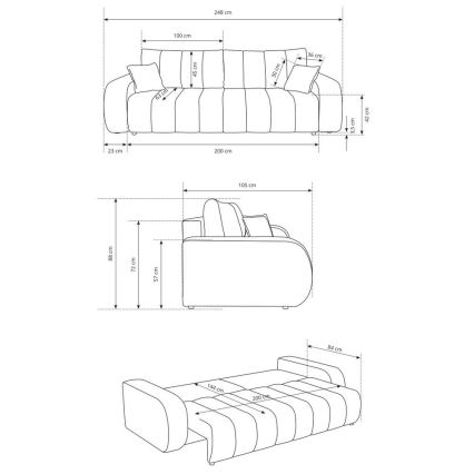 Izvelkams trīsvietīgs dīvāns DESIO bēšs