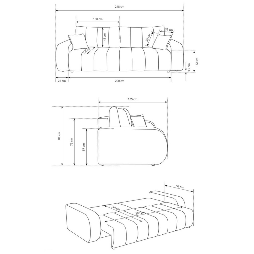 Izvelkams trīsvietīgs dīvāns DESIO bēšs
