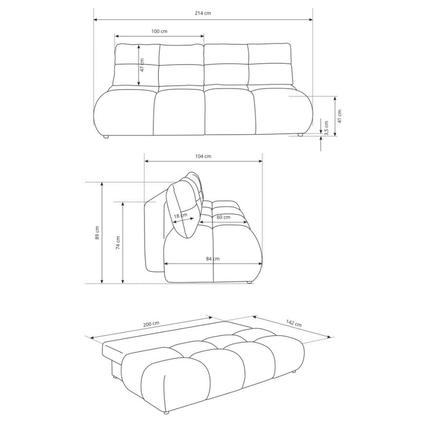 Izvelkams trīsvietīgs dīvāns NUORO ar ietilpīgu uzglabāšanas nodalījumu, zaļš