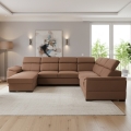 Izvelkams U-formas dīvāns ar universālu stūri un uzglabāšanas nodalījumu GRANADA, brūns