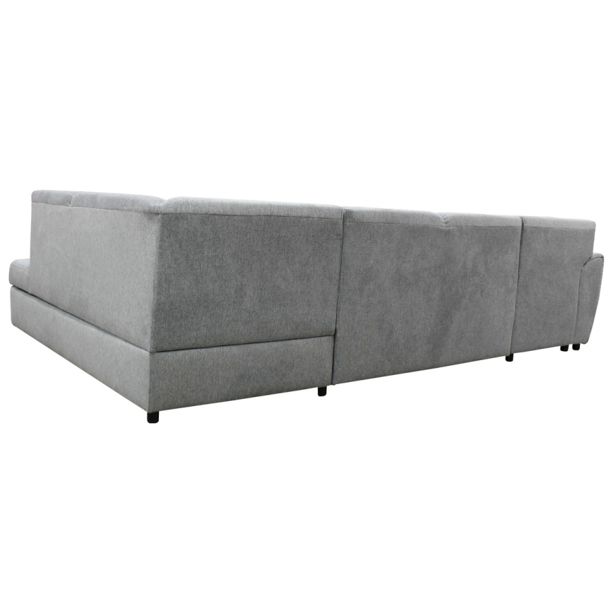 Izvelkams U formas stūra dīvāns SERPA ar glabāšanas vietu, labais, pelēks