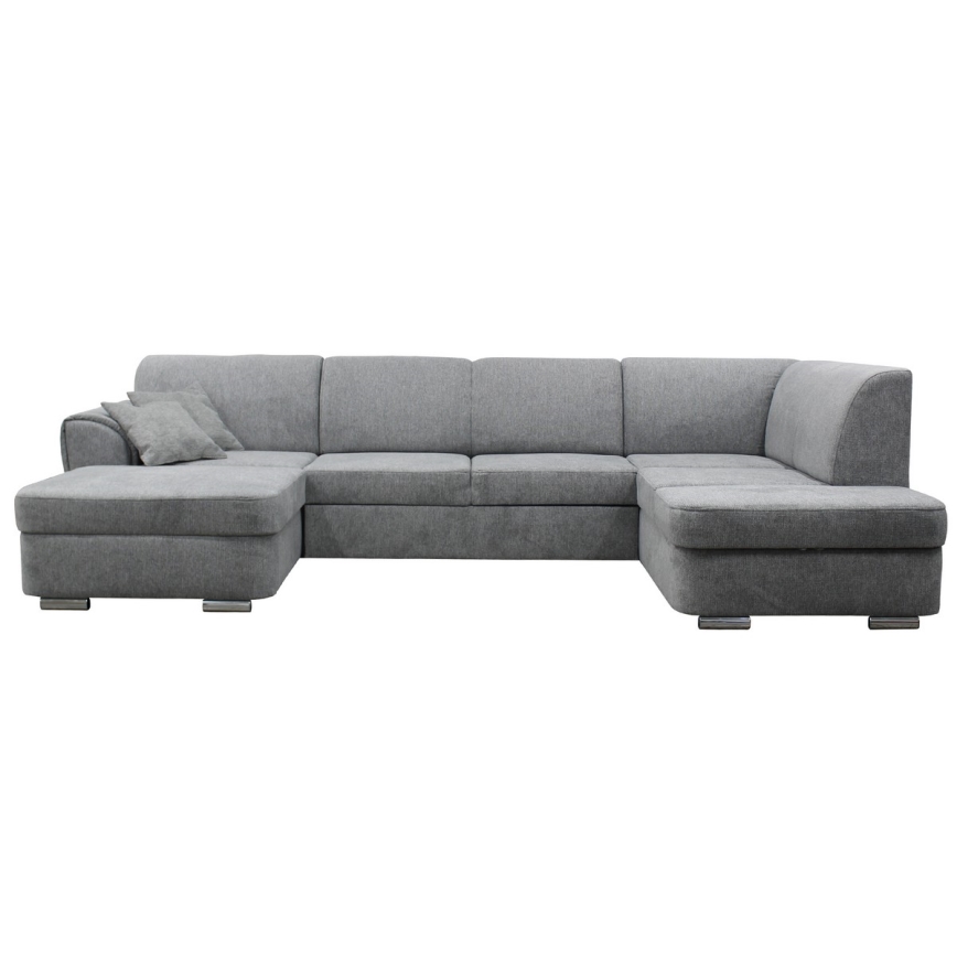 Izvelkams U formas stūra dīvāns SERPA ar glabāšanas vietu, labais, pelēks