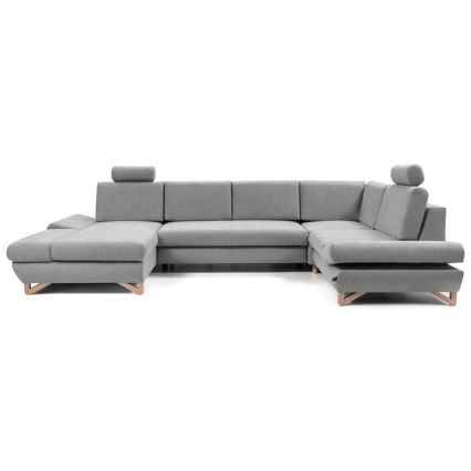 Izvelkams U formas stūra polsterēts dīvāns ar uzglabāšanas nodalījumu AVESTA, pelēks