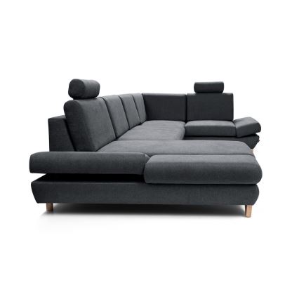 AVESTA U formas izvelkamais tapicerētais stūra dīvāns ar uzglabāšanas nodalījumu, antracīts