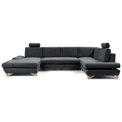 AVESTA U formas izvelkamais tapicerētais stūra dīvāns ar uzglabāšanas nodalījumu, antracīts