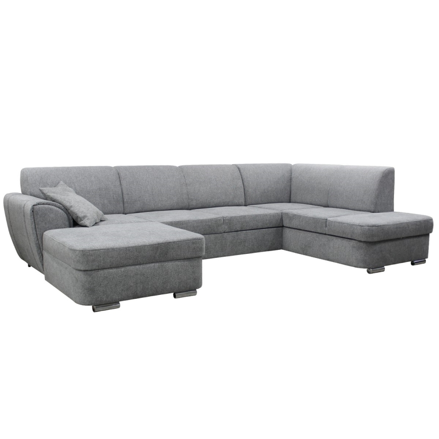 Izvelkams U-veida stūra dīvāns ar uzglabāšanas nodalījumu SERPA, labais, pelēks