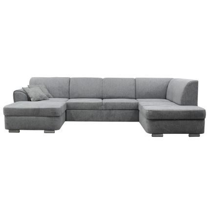 Izvelkams U-veida stūra dīvāns ar uzglabāšanas nodalījumu SERPA, labais, pelēks