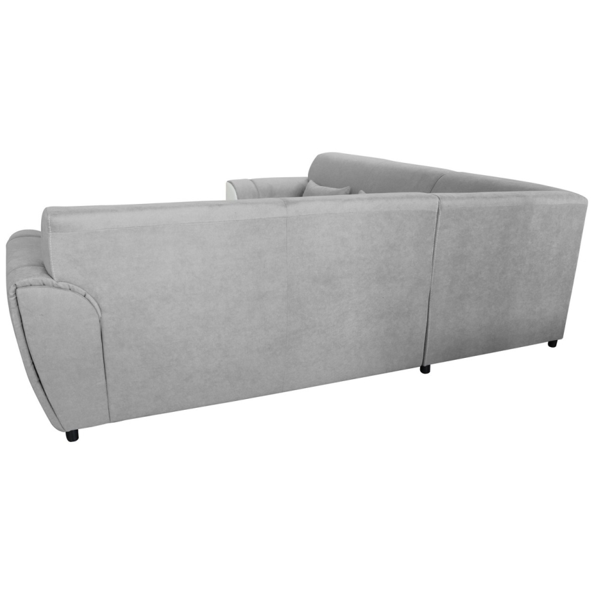 Izvelkams VISEU L formas stūra dīvāns ar uzglabāšanas nodalījumu, labais — pelēks/balts
