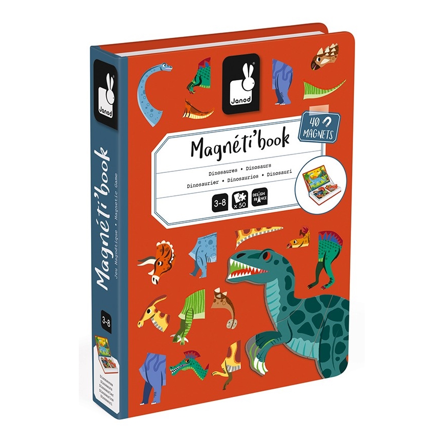 Janod - Magnētisks interaktīvais komplekts MAGNETIBOOK, dinozauri