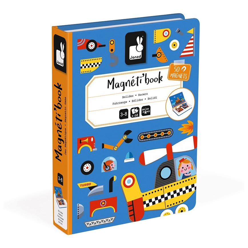 Janod - Magnētisks interaktīvais komplekts MAGNETIBOOK transportlīdzekļi