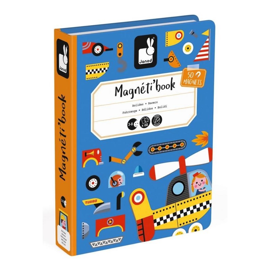 Janod - Magnētisks interaktīvais komplekts MAGNETIBOOK transportlīdzekļi