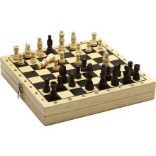 Jeujura - Koka šahs un dambrete kastē