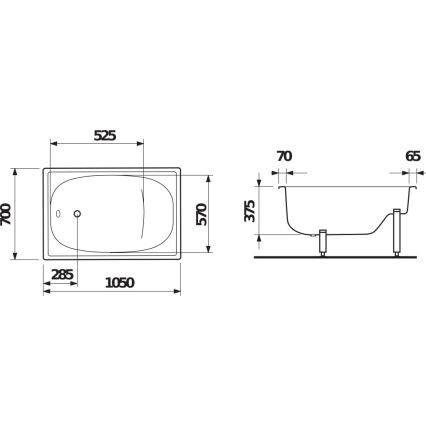 JIKA H2340000000001 - Vanna ar sēdekli RIGA 105x70 tērauds/balta