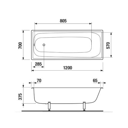 JIKA H2340200000001 - Vanna RIGA 120x70 tērauds/balta