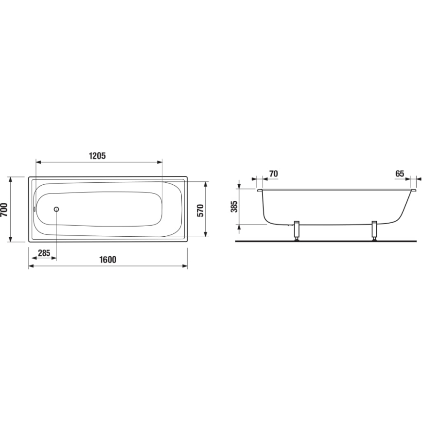 JIKA H2340600000001 - Vanna RIGA 160x70, tērauda/balta