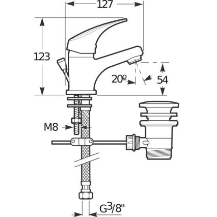 JIKA H3111N10041111 - Izlietnes krāns + noteka ar pārplūdi TALAS 12,3 cm spīdīgi hromēts