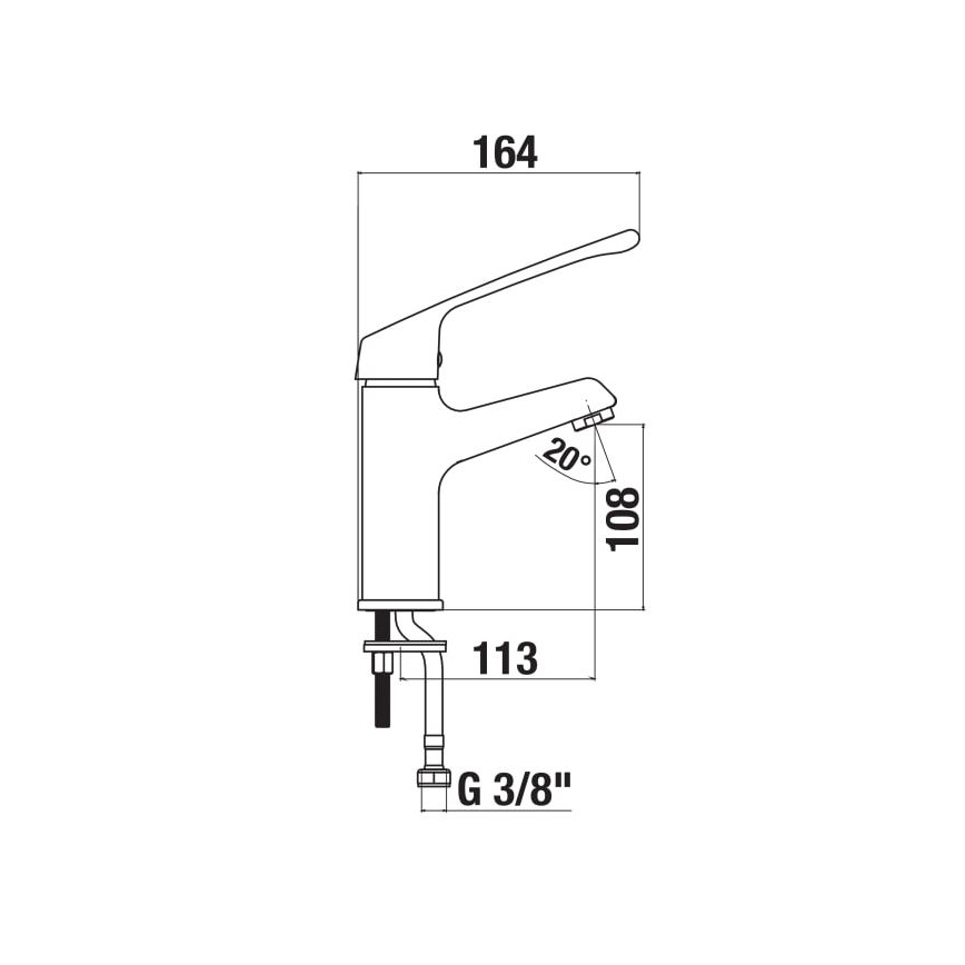 JIKA H3111W10045101 - Izlietnes krāns ar medicīnisko sviru CUBE 16,4 cm spīdīgi hromēts