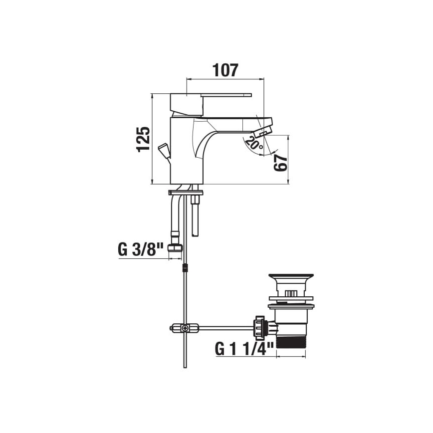 JIKA H3111Z10041111 - Izlietnes krāns + noteka ar pārplūdi LYRA 12,5 cm spīdīgi hromēts