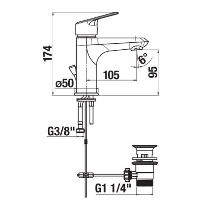 JIKA H3112E10041111 - Izlietnes krāns + noteka bez pārplūdes TALAS 17,4 cm spīdīgi hromēts
