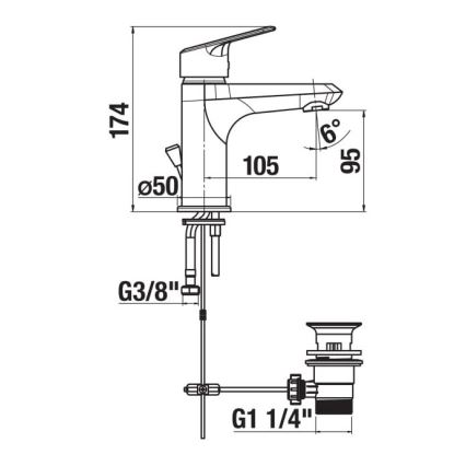 JIKA H3112E10041171 - Izlietnes jaucējkrāns ar atveri bez pārplūdes TALAS 17,4 cm spīdīgi hromēts