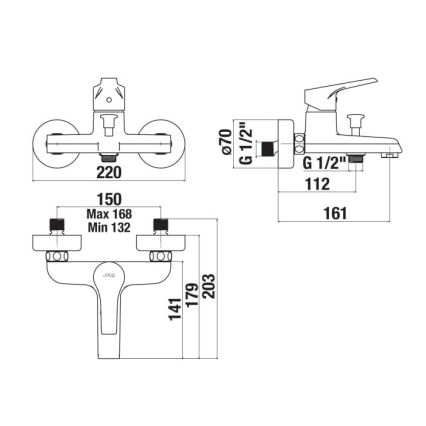 JIKA H3211W70044001 - Vannas ūdens krāns CUBE spīdīgi hromēts