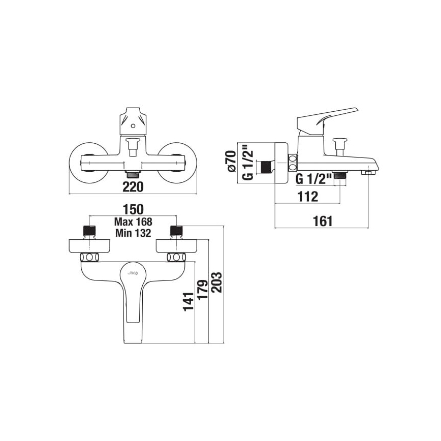 JIKA H3211W70044001 - Vannas ūdens krāns CUBE spīdīgi hromēts