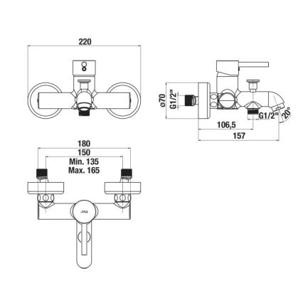 JIKA H3212F70044001 - Vannas jaucējkrāns MIO spīdīgi hromēts