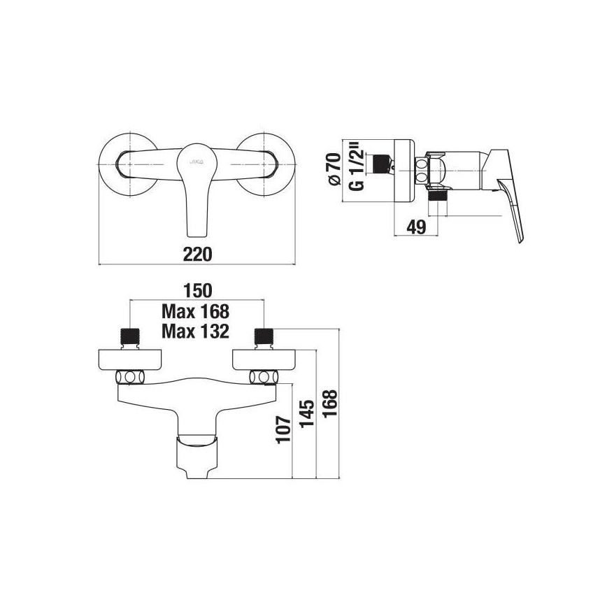 JIKA H3311W70044001 - Dušas ūdens krāns CUBE spīdīgi hromēts