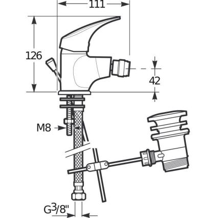 JIKA H3411N10041111 - Bidēta jaucējkrāns ar izlietnes atveri bez pārplūdes TALAS 12,6 cm spīdīgi hromēts