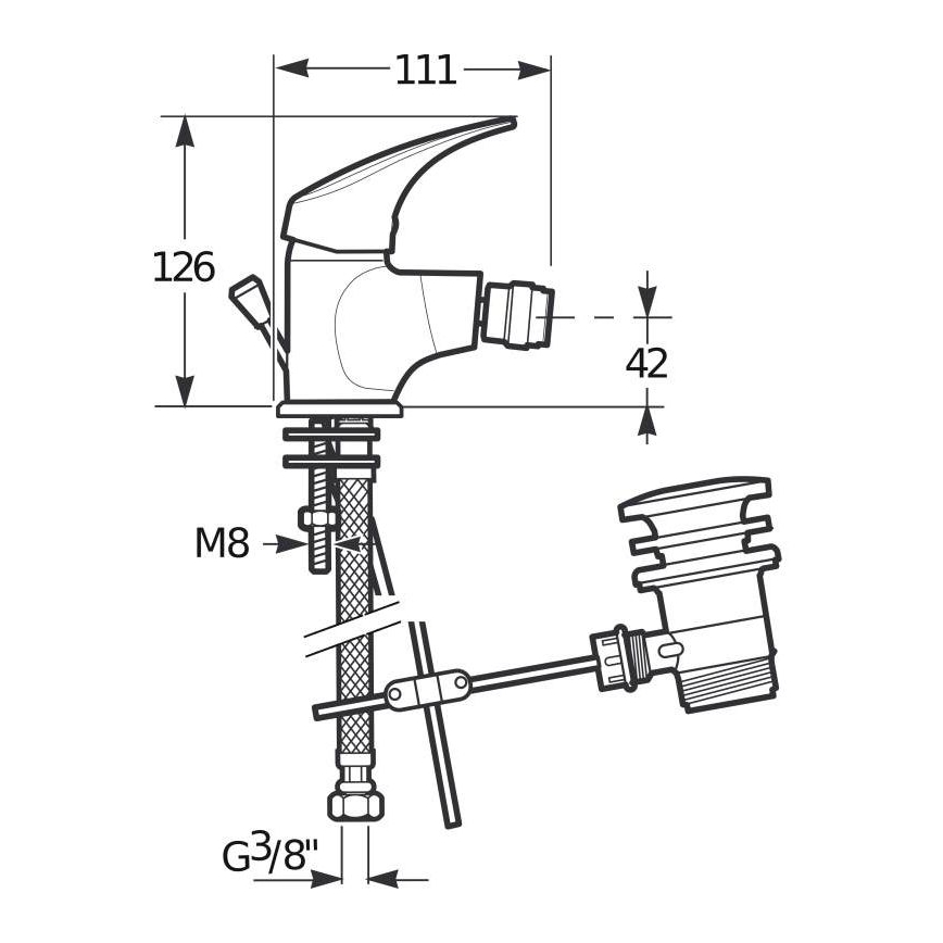 JIKA H3411N10041111 - Bidēta jaucējkrāns ar izlietnes atveri bez pārplūdes TALAS 12,6 cm spīdīgi hromēts