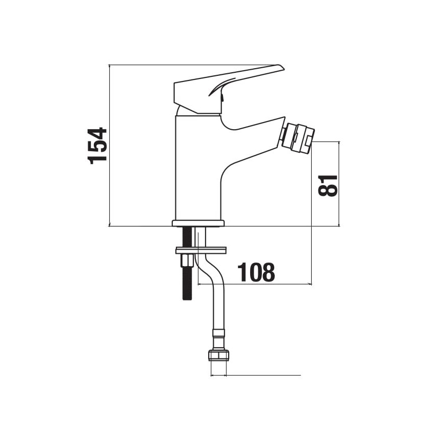 JIKA H3411W10041101 - Bidē krāns CUBE 15,4 cm spīdīgi hromēts