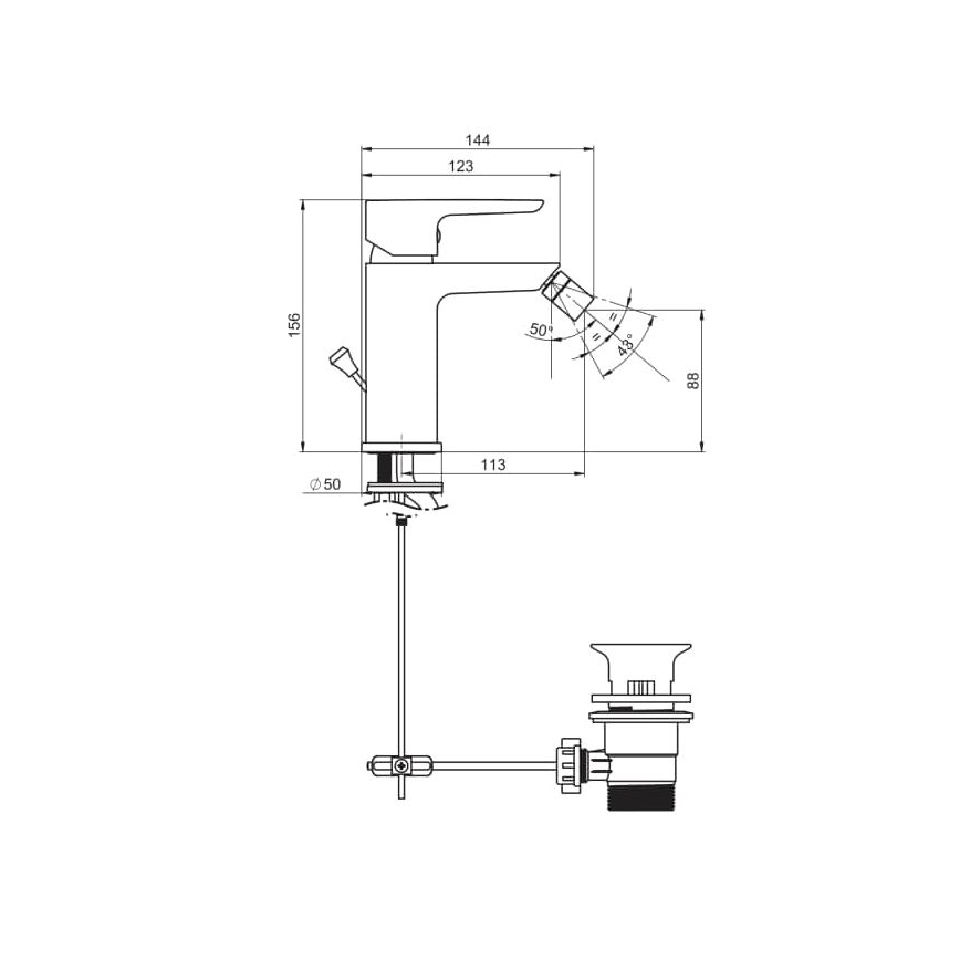 JIKA H3412H10041101 - Bidē krāns PONTA 15,6 cm spīdīgi hromēts