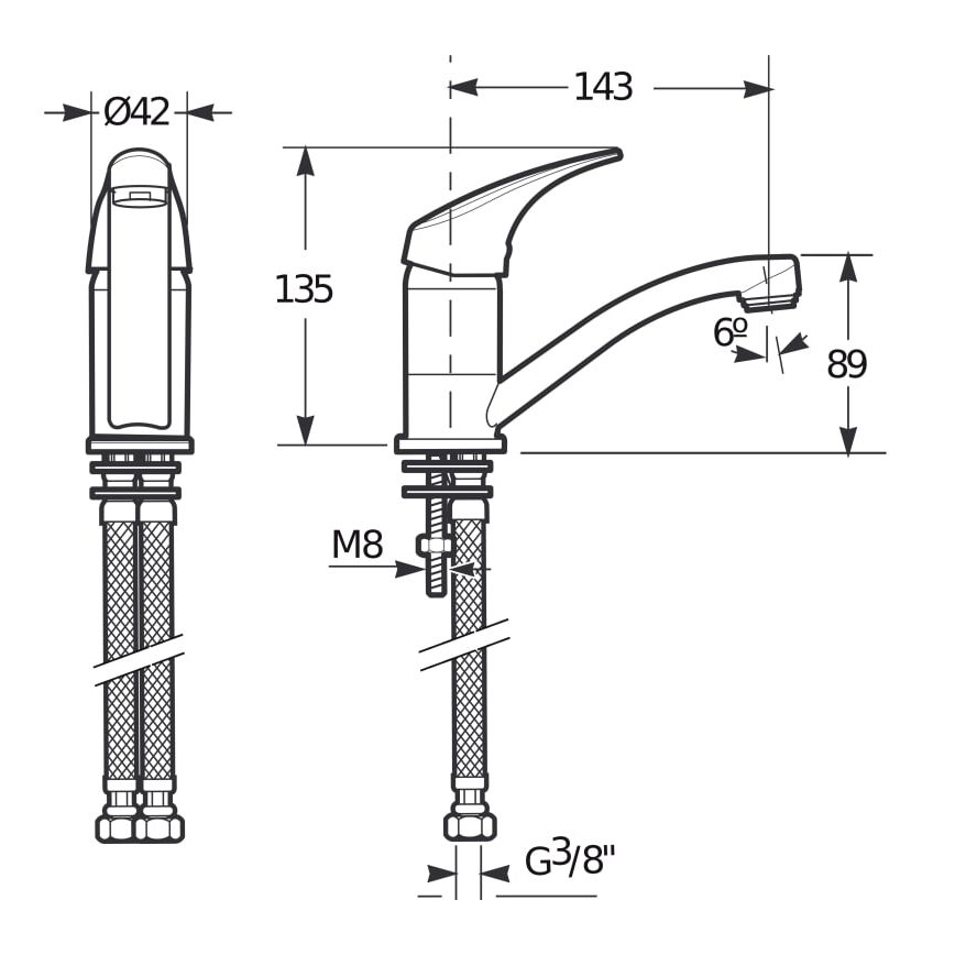 JIKA H3511N10042201 - Izlietnes krāns TALAS 13,5 cm spīdīgi hromēts