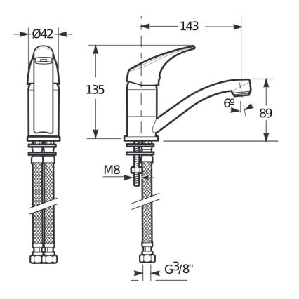 JIKA H3511N10042201 - Izlietnes jaucējkrāns TALAS 13,5 cm spīdīgs hroms