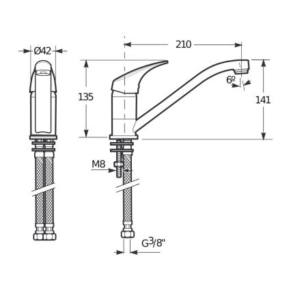JIKA H3511N10042301 - Izlietnes krāns TALAS 13,5 cm spīdīgi hromēts